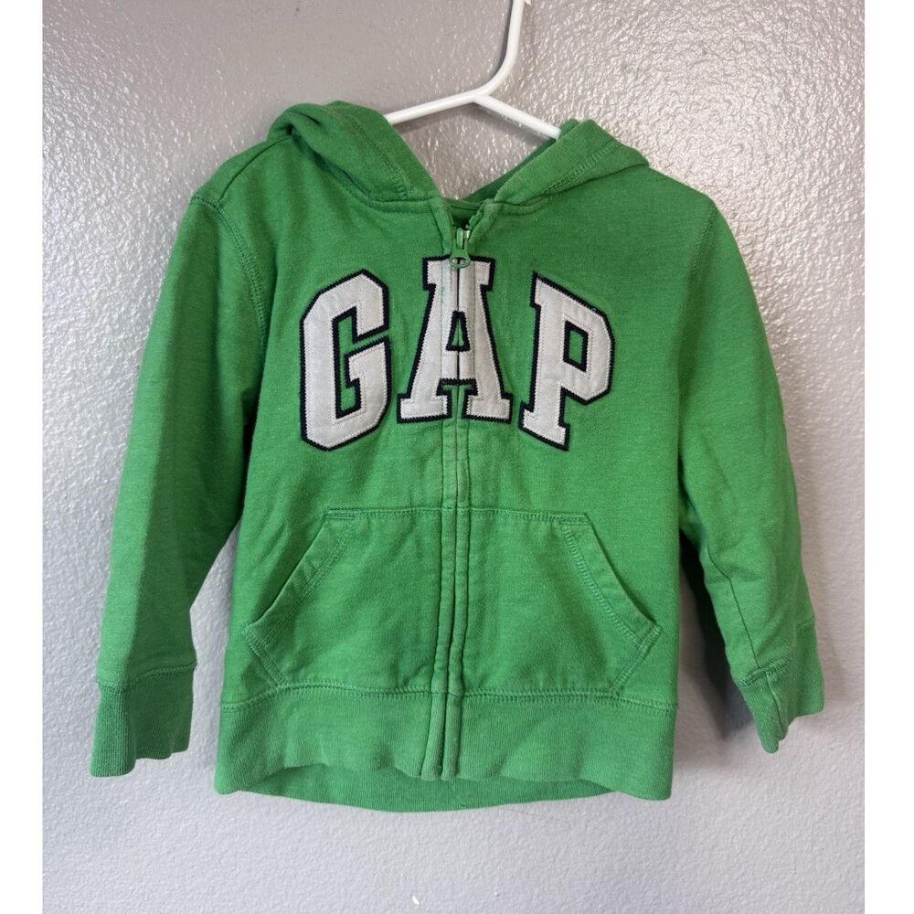 babyGap Green Hooded Cotton Blend Zip Jacket Logo 3T Unisex Long Sleeve